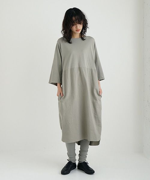 Mochi / home&miles.モチ / ホーム＆マイルズ.organic cotton ＆ linen layered one piece [mud grey]