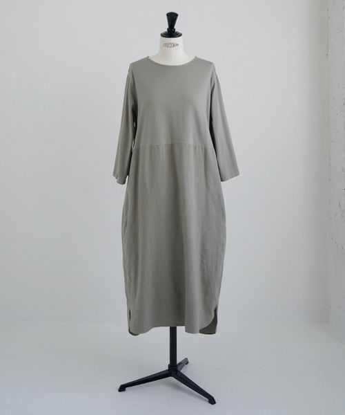 Mochi / home&miles.モチ / ホーム＆マイルズ.organic cotton ＆ linen layered one piece [mud grey]