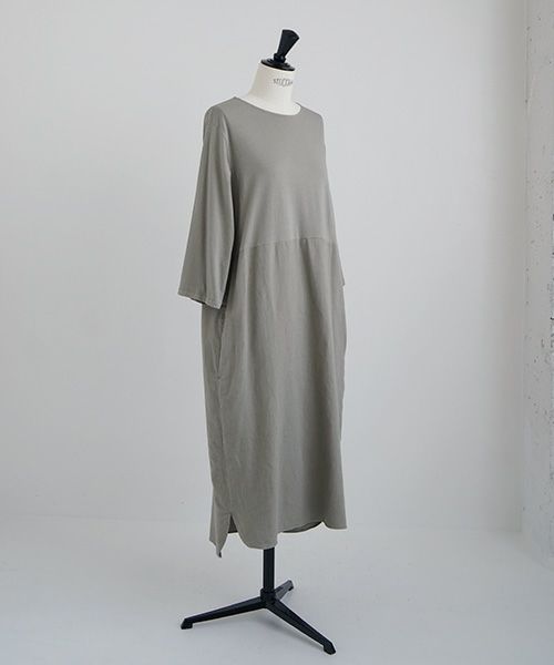 Mochi / home&miles.モチ / ホーム＆マイルズ.organic cotton ＆ linen layered one piece [mud grey]