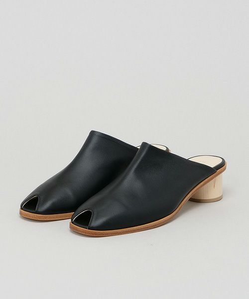 _Fot フォート wood heel mule sandals soft_circle(maple) [/black soft]_