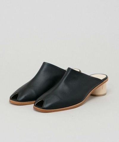 _Fot<br>フォート<br>wood heel mule sandals soft_circle(maple) [/black soft]_