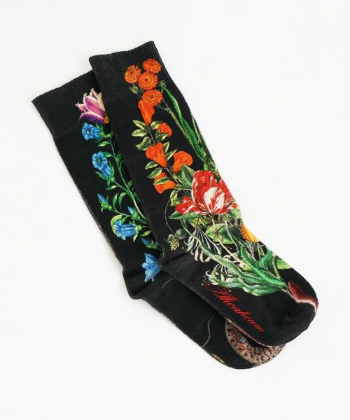 AHCAHCUM.あちゃちゅむ.flower socks[04クロ]