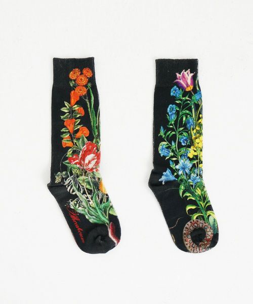 AHCAHCUM.あちゃちゅむ.flower socks[04クロ]