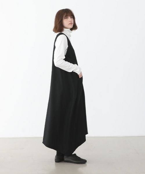 Mochi.モチ.square neck dress [ma22-op-02/black/・1]