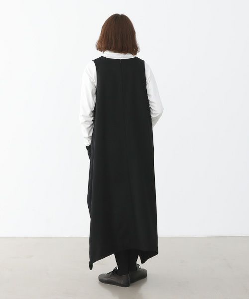 Mochi.モチ.square neck dress [ma22-op-02/black/・1]