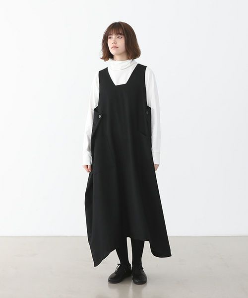 Mochi.モチ.square neck dress [ma22-op-02/black/・1]