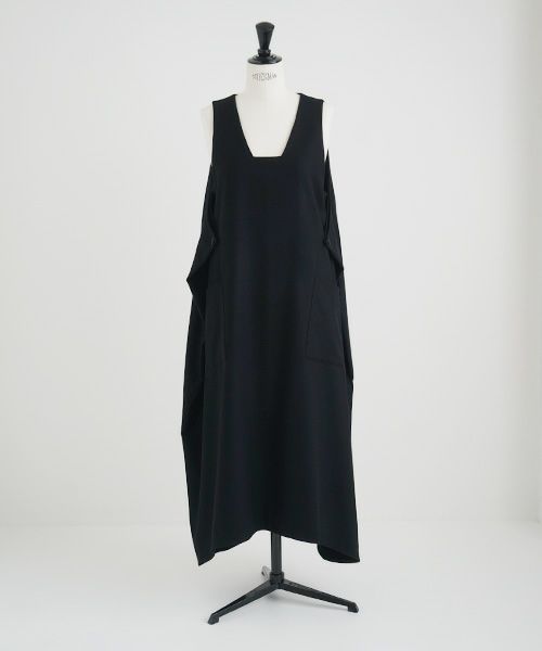 Mochi.モチ.square neck dress [ma22-op-02/black/・1]
