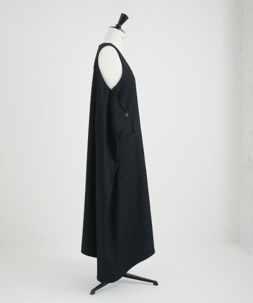 Mochi.モチ.square neck dress [ma22-op-02/black/・1]
