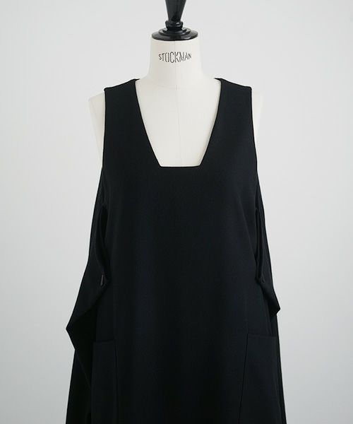 Mochi.モチ.square neck dress [ma22-op-02/black/・1]