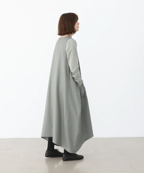 Mochi.モチ.square neck dress [ma22-op-02/green gray]