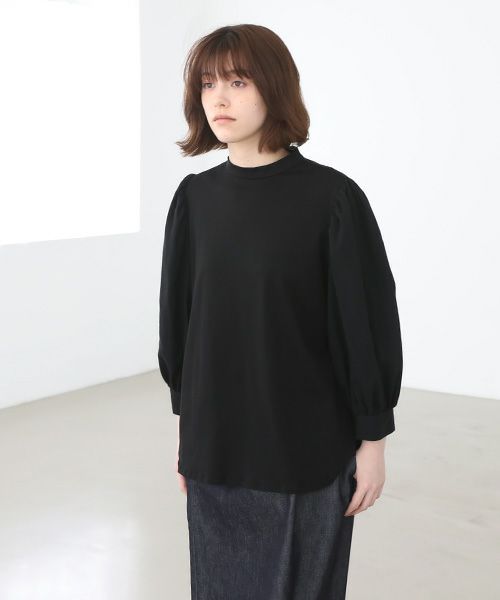 Mochi.モチ.volume sleeve tops [ma22-to-01/black]