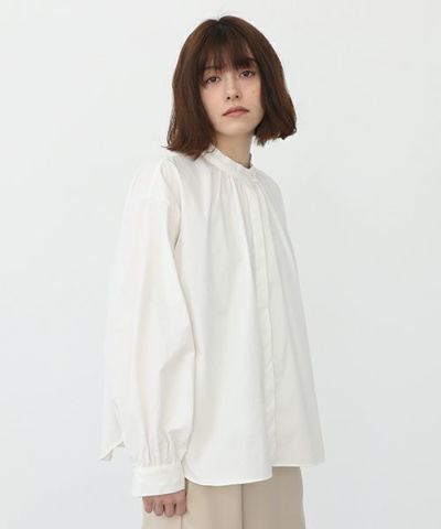 Mochiモチcotton silk gather blouse [ma22-b-01/white]Mochi 最新