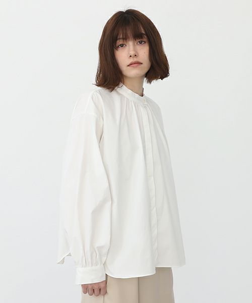 Mochi.モチ.cotton silk gather blouse [ma22-b-01/white]