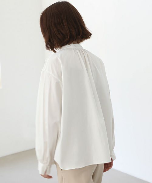 Mochi.モチ.cotton silk gather blouse [ma22-b-01/white]