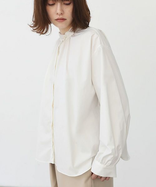 Mochi.モチ.cotton silk gather blouse [ma22-b-01/white]