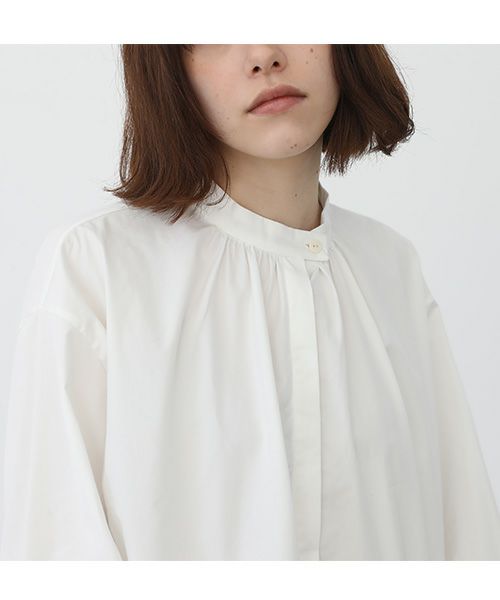Mochi.モチ.cotton silk gather blouse [ma22-b-01/white]