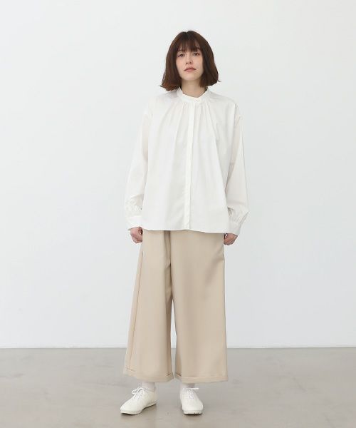 Mochi.モチ.cotton silk gather blouse [ma22-b-01/white]