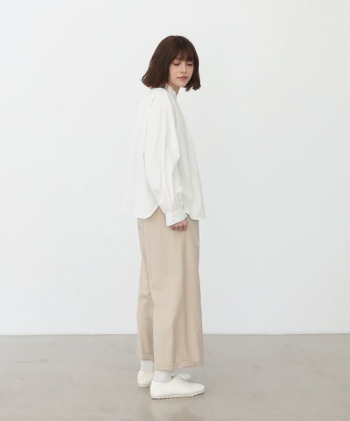Mochi.モチ.cotton silk gather blouse [ma22-b-01/white]