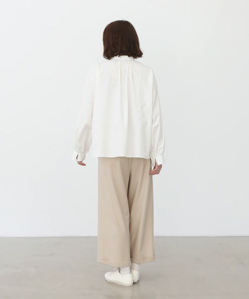 Mochi.モチ.cotton silk gather blouse [ma22-b-01/white]