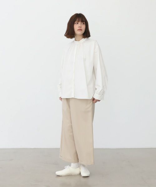 Mochi.モチ.cotton silk gather blouse [ma22-b-01/white]