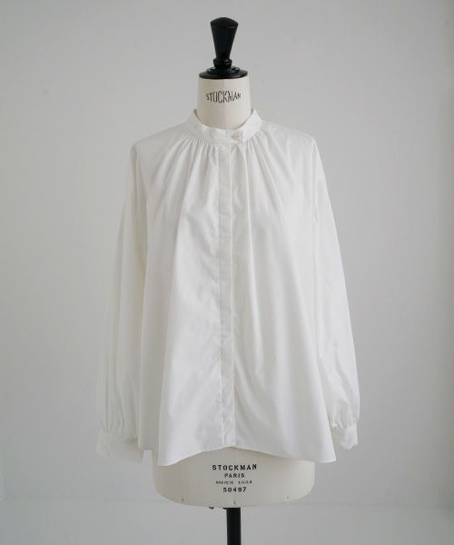 Mochi.モチ.cotton silk gather blouse [ma22-b-01/white]