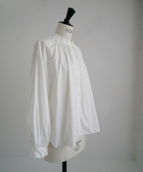 Mochi.モチ.cotton silk gather blouse [ma22-b-01/white]