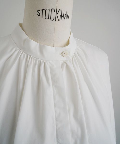 Mochi.モチ.cotton silk gather blouse [ma22-b-01/white]