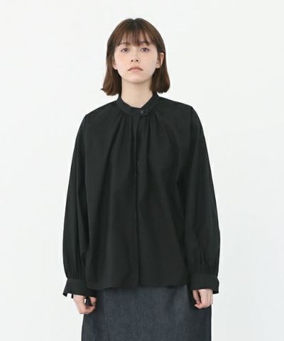 Mochi.モチ.cotton silk gather blouse [ma22-b-01/black/・1]