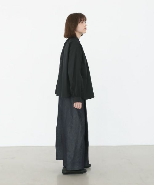 Mochi.モチ.cotton silk gather blouse [ma22-b-01/black/・1]