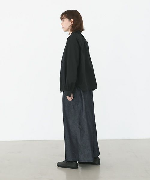 Mochi.モチ.cotton silk gather blouse [ma22-b-01/black/・1]