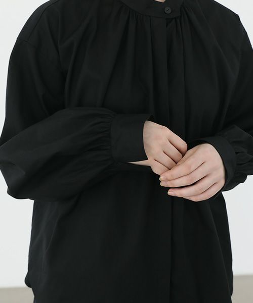 Mochi.モチ.cotton silk gather blouse [ma22-b-01/black/・1]