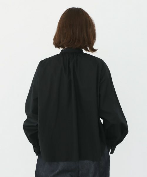 Mochi.モチ.cotton silk gather blouse [ma22-b-01/black/・1]