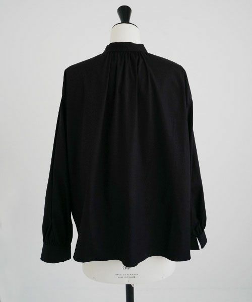 Mochi.モチ.cotton silk gather blouse [ma22-b-01/black/・1]