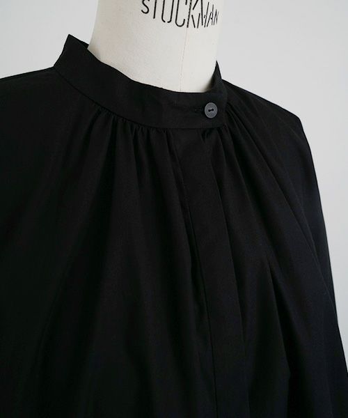 Mochi.モチ.cotton silk gather blouse [ma22-b-01/black/・1]
