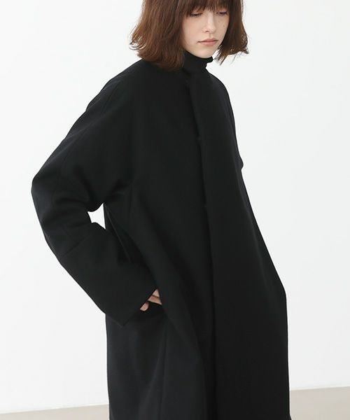 Mochi.モチ.no collar middle coat [ma22-co-01/black]