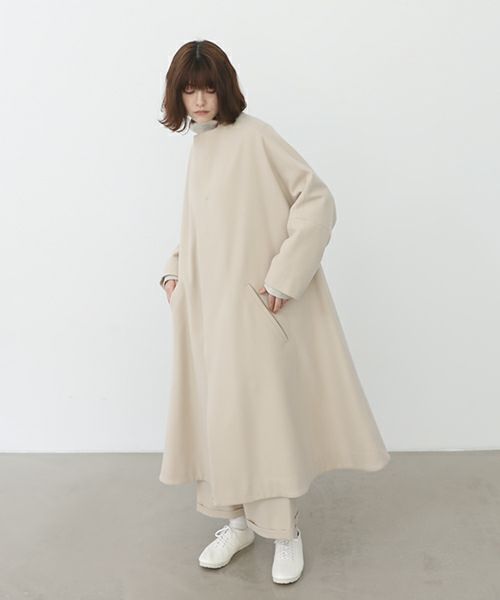 Mochiモチno collar coat [ma22-co-04-/off beige]Mochi 最新