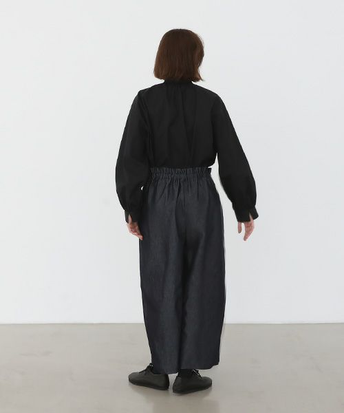 Mochi.モチ.wrap denim pants [ma22-pt-01/dark indigo]