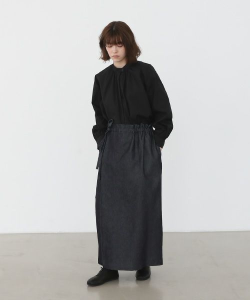 Mochi.モチ.wrap denim pants [ma22-pt-01/dark indigo]
