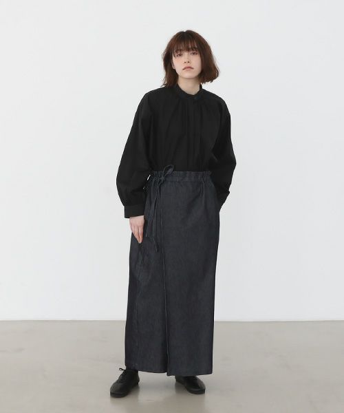 Mochi.モチ.wrap denim pants [ma22-pt-01/dark indigo]