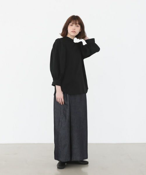 Mochi.モチ.wrap denim pants [ma22-pt-01/dark indigo]