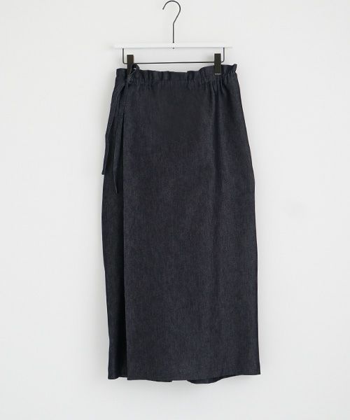 Mochi.モチ.wrap denim pants [ma22-pt-01/dark indigo]