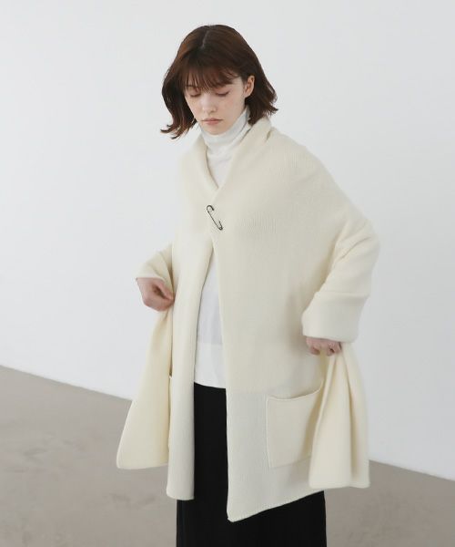 Mochi.モチ.pocket knit stole [m-a22-s-01/off white]
