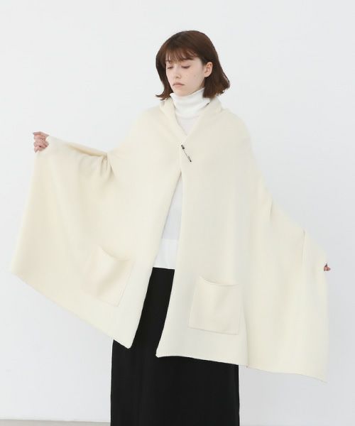 Mochi.モチ.pocket knit stole [m-a22-s-01/off white]