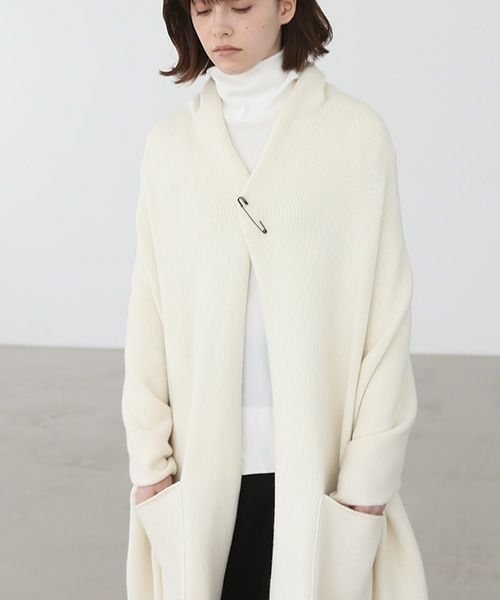 Mochi.モチ.pocket knit stole [m-a22-s-01/off white]