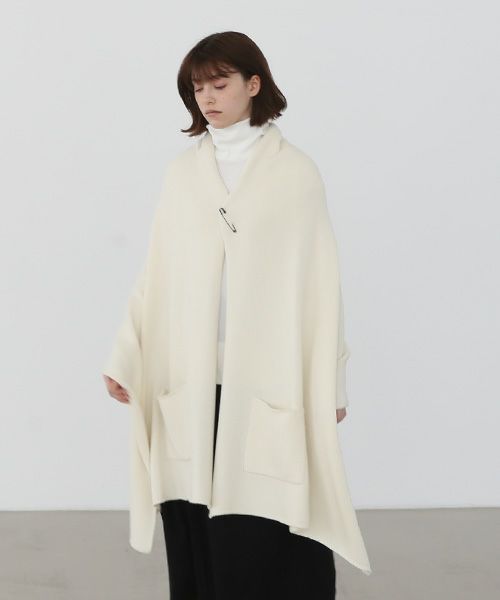 Mochi.モチ.pocket knit stole [m-a22-s-01/off white]