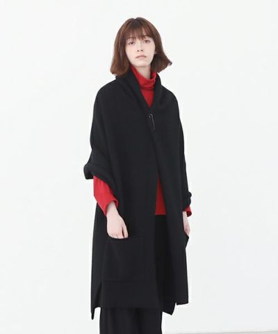 Mochi.モチ.pocket knit stole [m-a22-s-01/black]