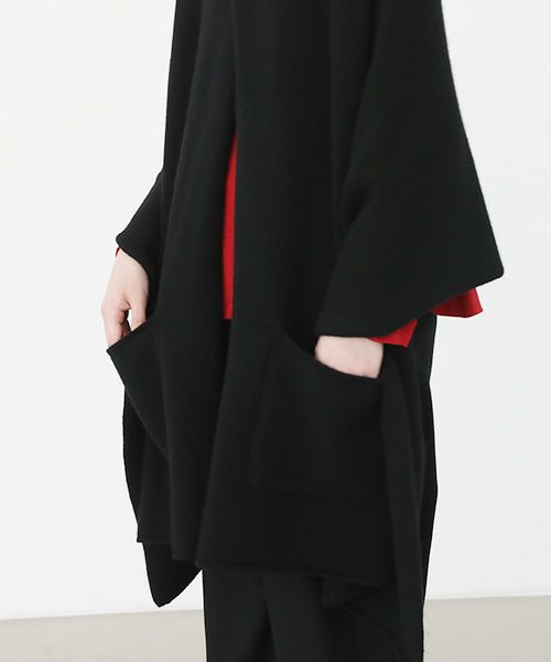 Mochi.モチ.pocket knit stole [m-a22-s-01/black]