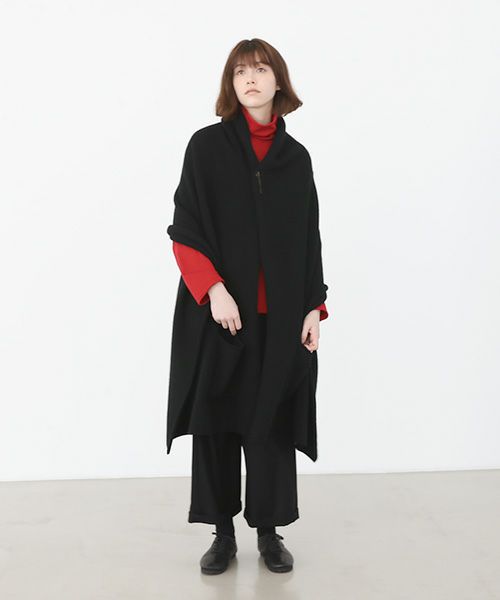 Mochi.モチ.pocket knit stole [m-a22-s-01/black]