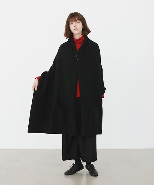 Mochi.モチ.pocket knit stole [m-a22-s-01/black]