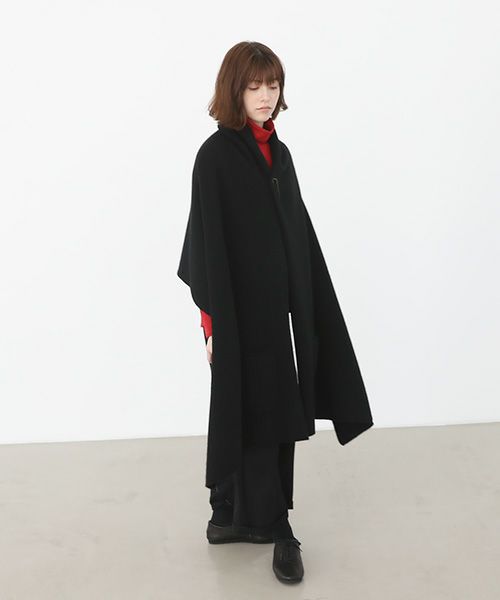 Mochi.モチ.pocket knit stole [m-a22-s-01/black]